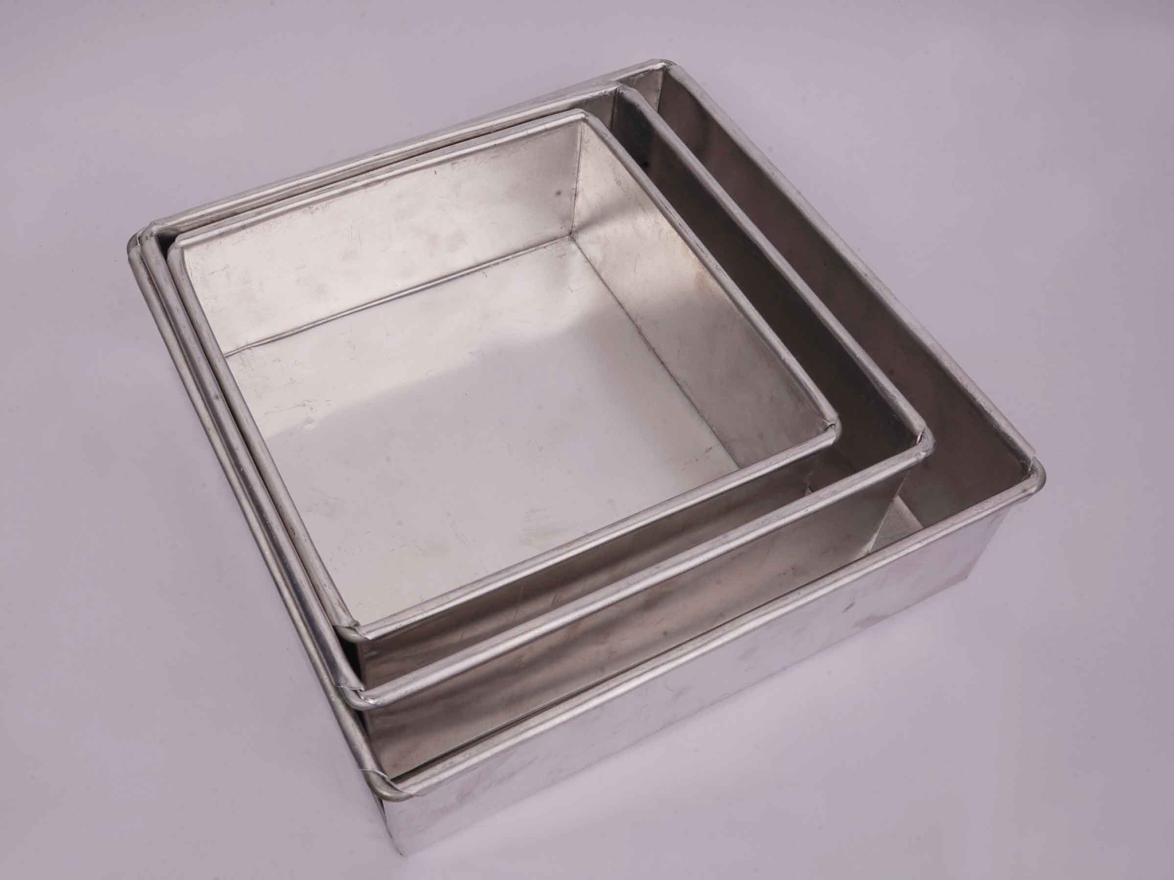 Aluminium Square Cake Mould 3 pieces set(6x6x2.5 inch,7x7x2.5inch,8x8x2.5inch)